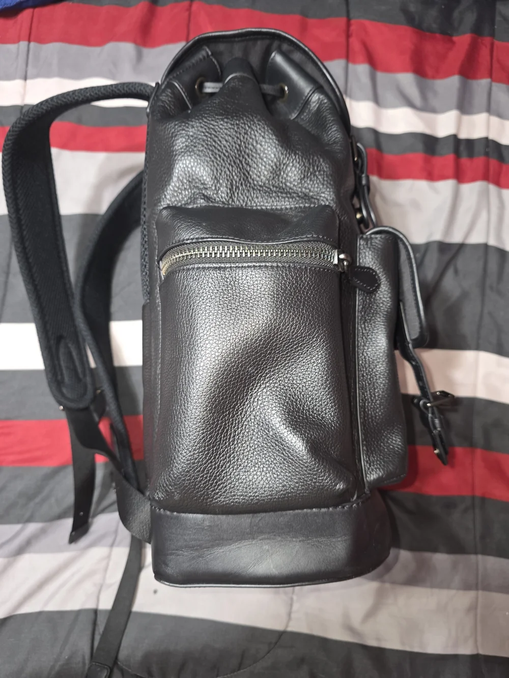 Coach Men’s Black Leather Trail Backpack